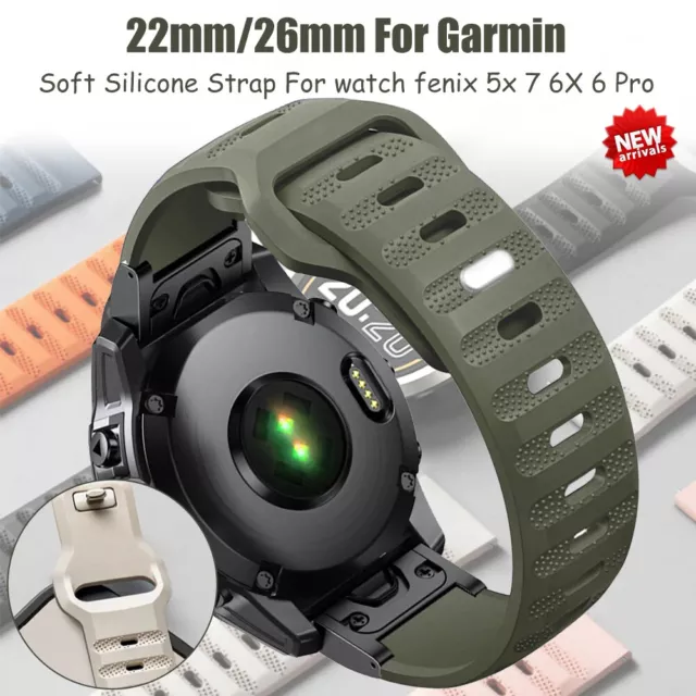 Silicone Band For Garmin Fenix 7/7X 6/6X 5/5X Plus Epix Pro QuickFit Watch Strap