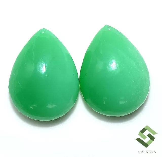 13x10 mm Certified Natural Chrysoprase Pear Cabochon Pair 9.80 CTS Loose Gems