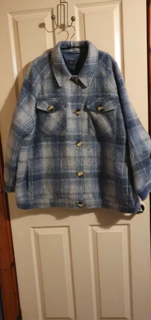 Blue Check Tartan Jacket Coat Size 22 By Marks And Spencer