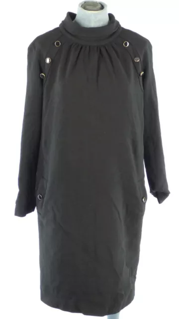 Somerset Alice Temperley Dress Black Jumper  Roll Neck Long Sleeve Buttons M