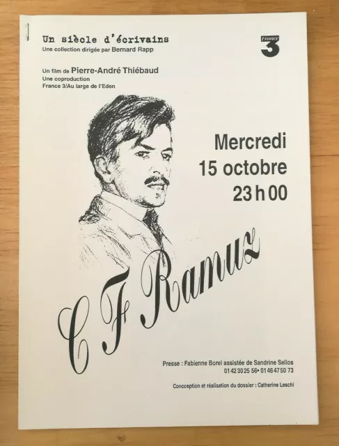 Television Dossier De Presse Un Siecle D'ecrivains Cf Ramuz Vers 1995