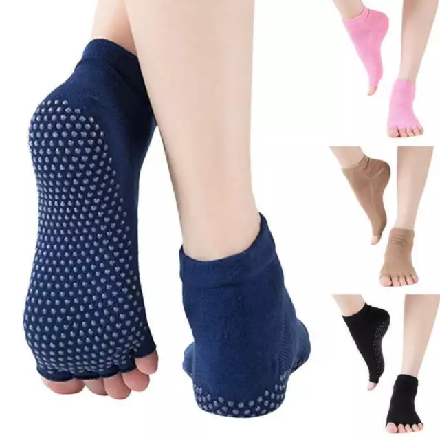 Lady Non-Slip Yoga Grip Half Toe Ballet Socks Pilates Barre Dance Toeless Socks`