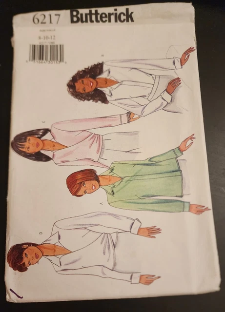Butterick 6217 Misses Petite Loose Fitting Blouses Pattern 8-10- 12