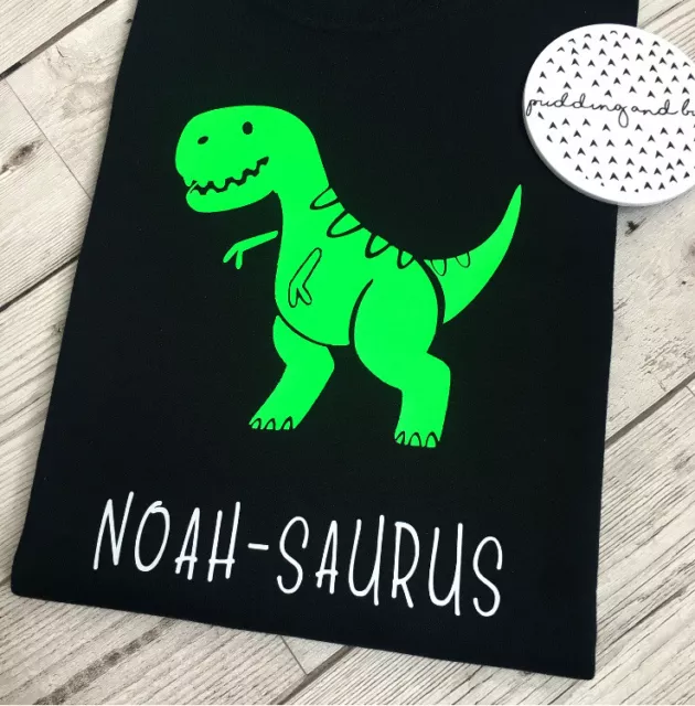 Kids Personalised Dinosaur T-Shirt  Boys Girls T-Shirt Birthday Kids Tee Top