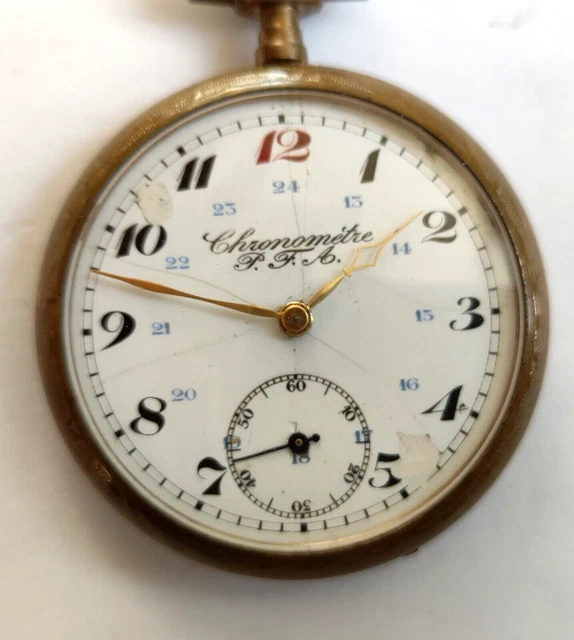 Montre Gousset Elvia Métal Doré – Mécanique Manuelle, Cadran émaillé, Chiffres Romains