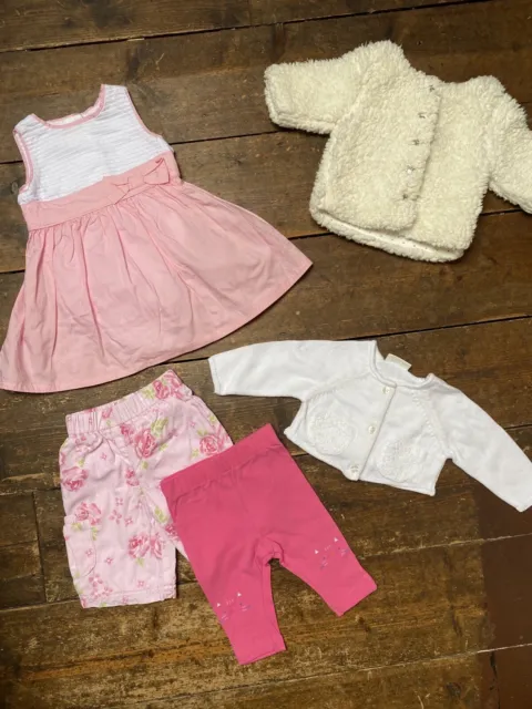Newborn baby girls bundle 0-1 month next cardigan dress leggings
