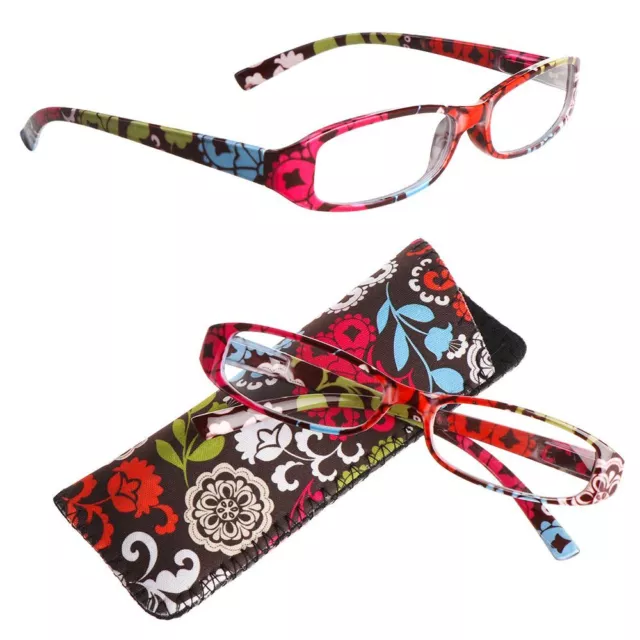Pouch Print Flower Vision Care Eyeglasses +1.00~+4.0 Diopter Reading Glasses