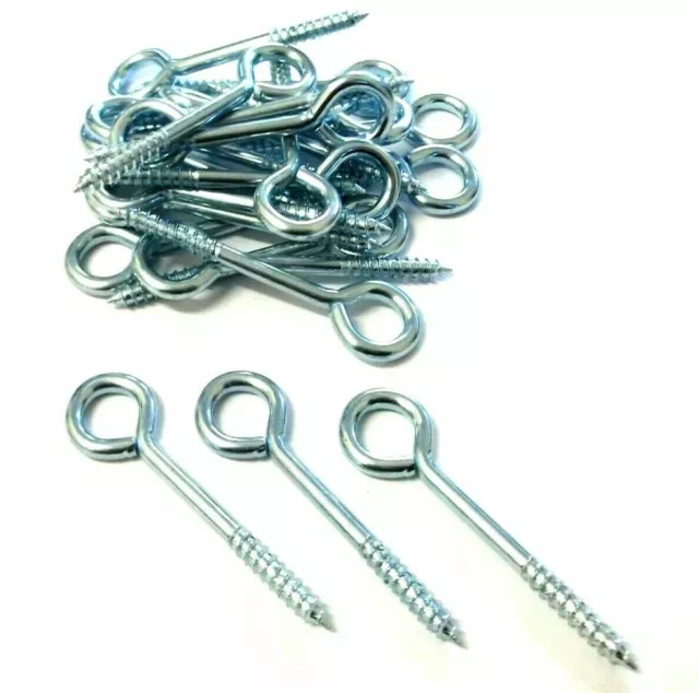 HEAVY DUTY VINE EYE SCREWS ZINC PLATED BZP VINE EYE SCREW HOOK 50MM 75mm 100MM !