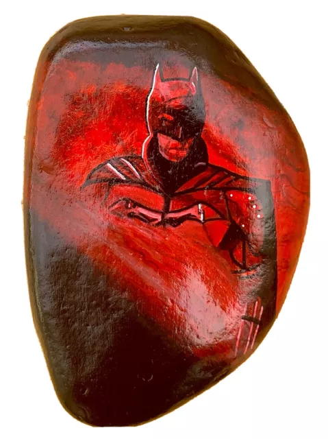 HAND PAINTED ROCK - The Batman (2022 - Robert Pattinson Movie) - Acrylic