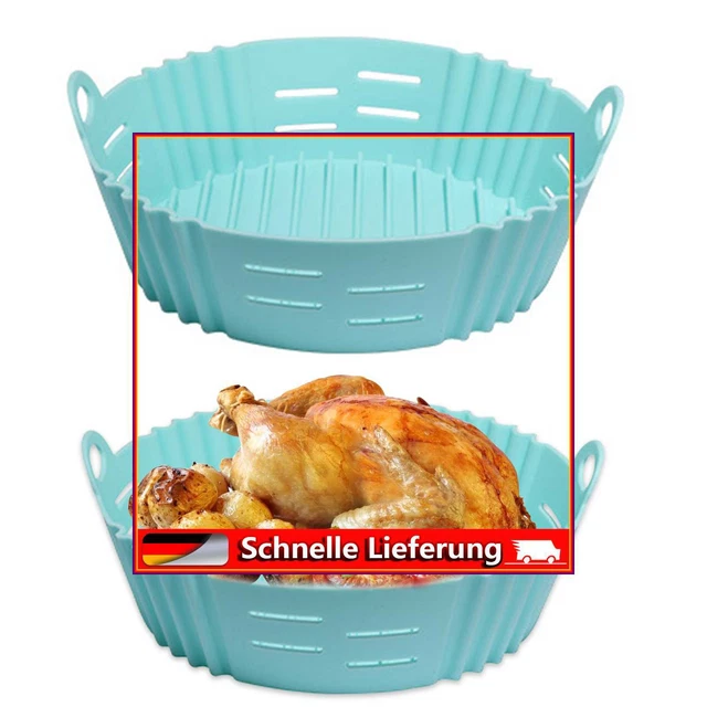 Freidora de aire de silicona olla para hornear horno parrilla utensilios de cocina (azul cielo)