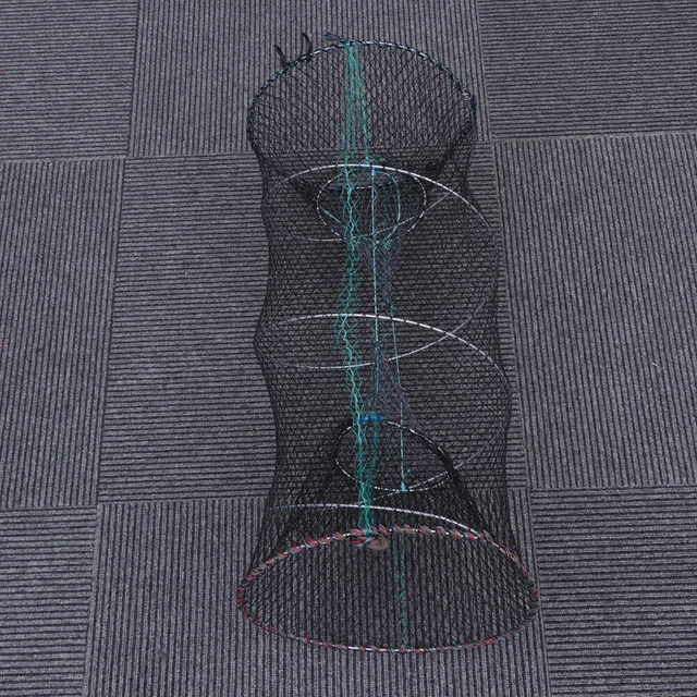 Filet de piège en maille pliable en fonte plaqué zinc Cage de crevettes pour 8