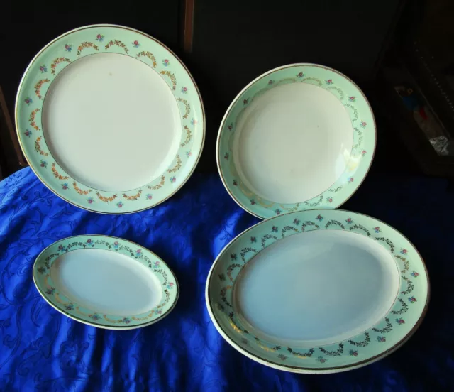 Plats en porcelaine, Luneville K.G Modèle ANTIBES  Décor fleurs (lot de 4)