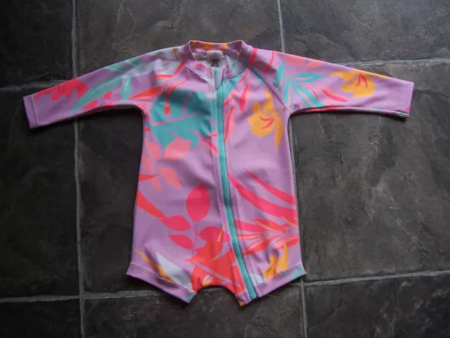 Baby Girl's Bonds Floral Long Sleeve Rash Suit Swimsuit Size 00 VGC