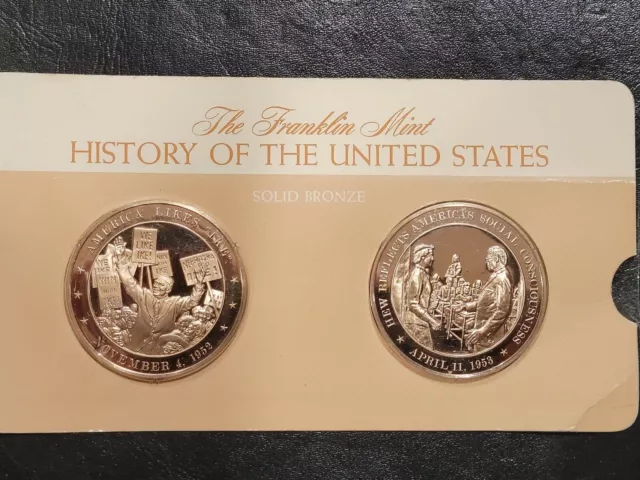 THE FRANKLIN MINT HISTORY OF THE UNITED STATES SOLID BRONZE MEDALS in case #009