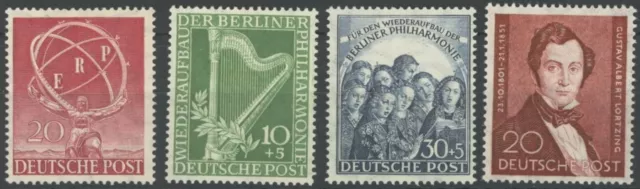 BERLIN 1950/1, ERP, Philharmonie,Lortzing, Falzrest, 4 Prachtwerte, Mi. 112.-