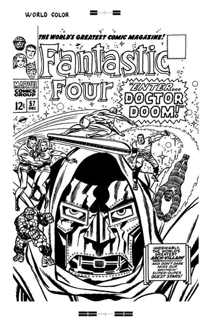 Jack Kirby Fantastic Four #57 Rare Large Production Art Cover