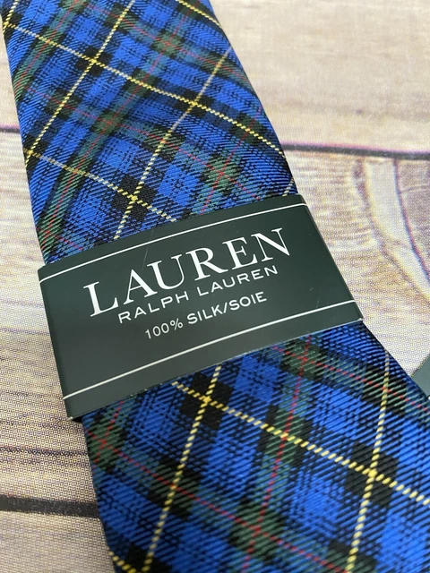 Ralph Lauren Kids Boys Plaid Accessories Neck Tie Blue Yellow Event attired