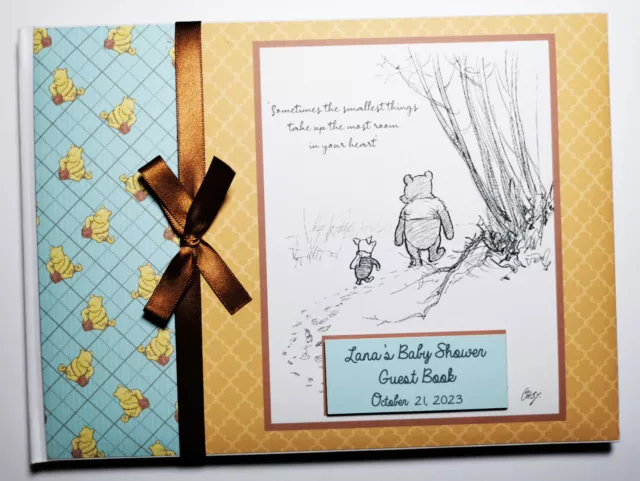 Classic Winnie the Pooh boy baby shower guest book, winnie naming day