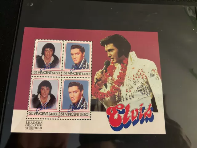 Lot Of Elvis Presley Items - 4 1960s Postcards & 4 Sets Of St. Vincent Stamps