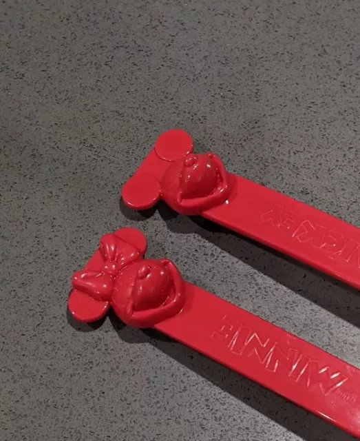 Tupperware Fork and Spoon Disneys Mickey Minnie Embossed Red 6 " Long New 3