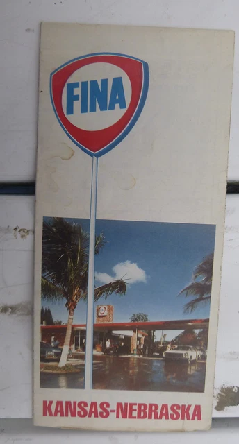 1977 Kanas Nebraska road  map Fina oil  gas