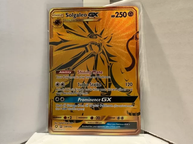 Solgaleo GX GOLD SECRET FULL ART RARE SM104a SM Hidden Fates Set Pokemon NM