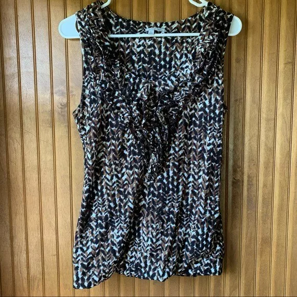 Halogen Animal Print Ruffle Tank Top- Women Sz Large