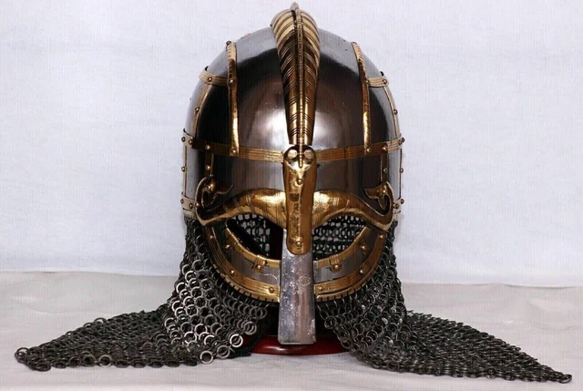 Medieval Steel Viking Vendel Helmet With Chainmail Hand Forged Halloween