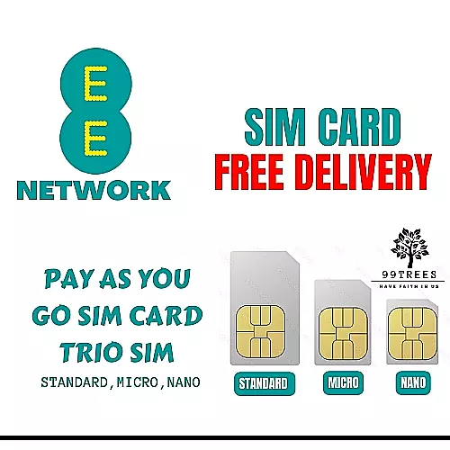 EE SIM Card PAYG Nano/Micro/Standard TRIO SIM CARD UK Pay As You Go UK Seller