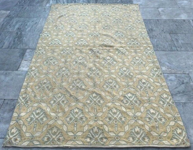 French Style Vintage Aubusson Handmade Boho Aubusson Rug Chain Stitch Rug 4x6 ft