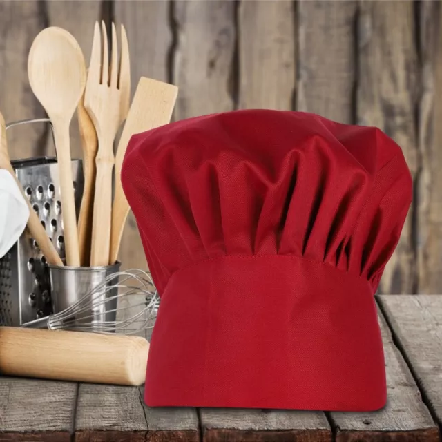 Elastic Adult Chef Hat Baker Kitchen Cooking Chef Cap For Ladies & Men (Red) SD
