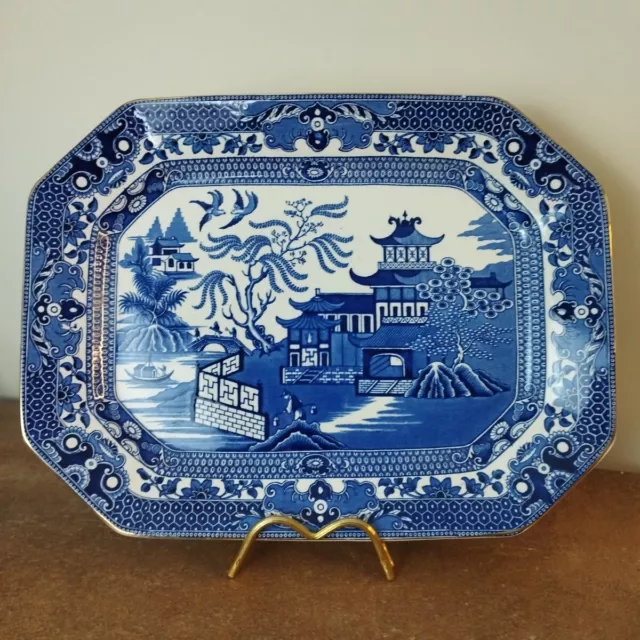 Antique Burleigh Ware, Burgess & Leigh, Old Blue Willow, Serving Platter 26x34cm