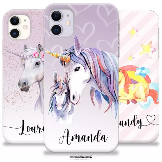 Personalisierte Telefonhülle Einhorn Name Silikon Abdeckung Für Iphone 12 13 11 Kinder Geschenk