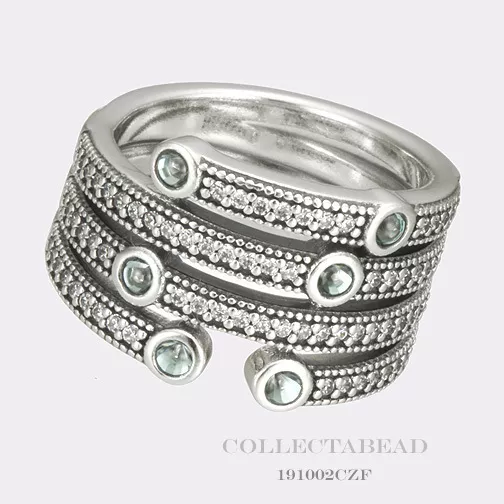 Authentic Pandora Sterling Silver Shimmering Ocean Ring 191002CZF-50 (5)