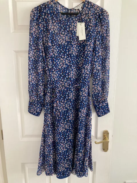 LK BENNETT DR Alisa Blue Multi Dress Size 16 BNWT 80.00