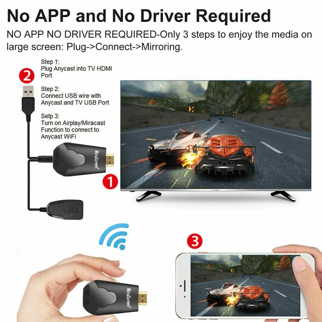 FIYAPOO Miracast Dongle 4K 5G draadloze HDMI, schermspiegeling en