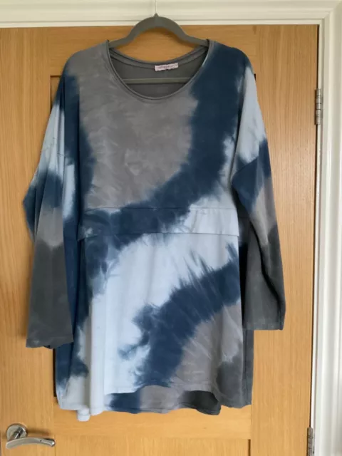 Ladies tie dye tunic length oversized top by Obsession uk size  22 / 24 plus