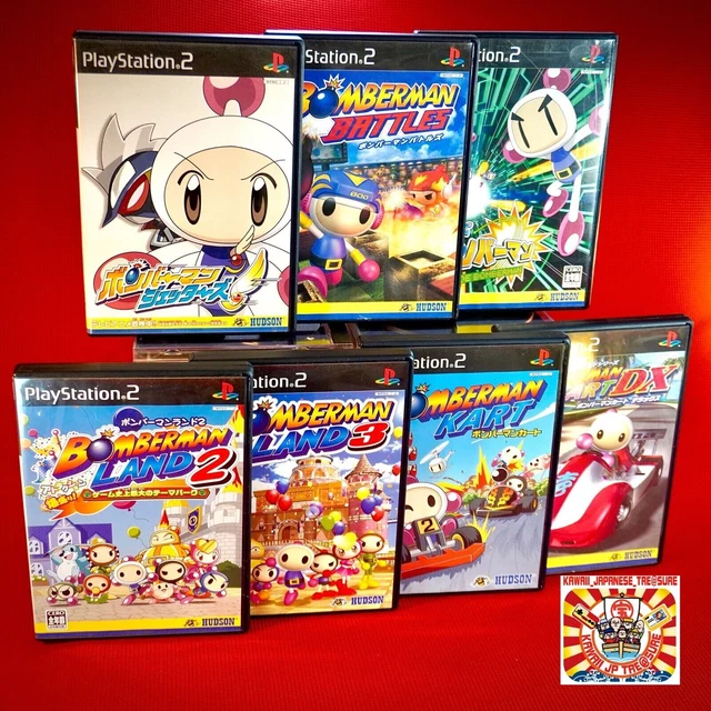 Sony Playstation PS2 Bomberman 2 3 Kart DX Jetters Battles Net Lot 7 Set Japan