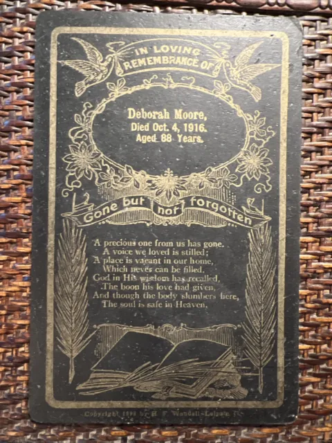Antique Funeral Cabinet Card Funeral - 1916 Deborah Moore