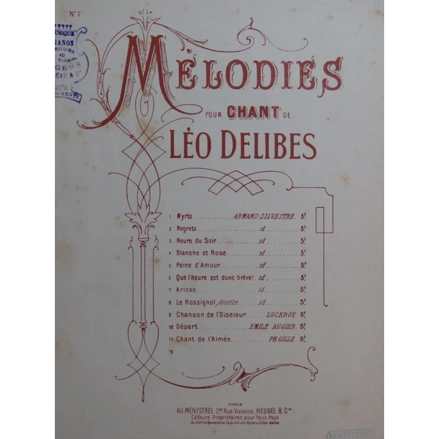 DELIBES Léo Arioso Chant Piano 1900