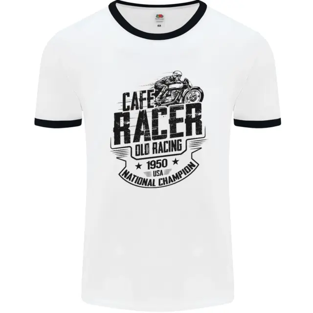Cafe Racer Old Racing Motorcycle Biker Mens Ringer T-Shirt