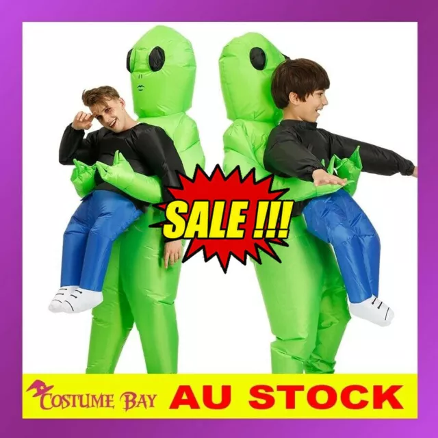 AU Scary Halloween Green Alien Inflatable Costume Blow Up Suits Party Dress GT