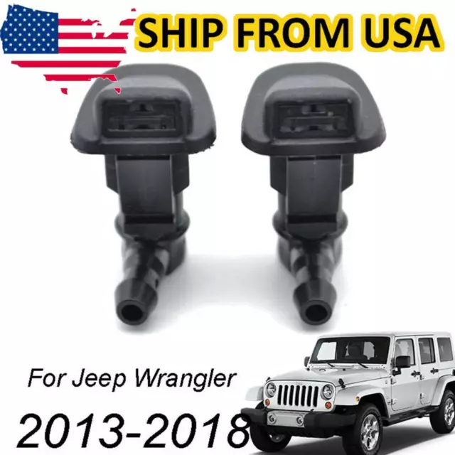 X2 Front Windshield Wiper Washer Nozzle Jet Spray Hood For Jeep Wrangler JK 13-