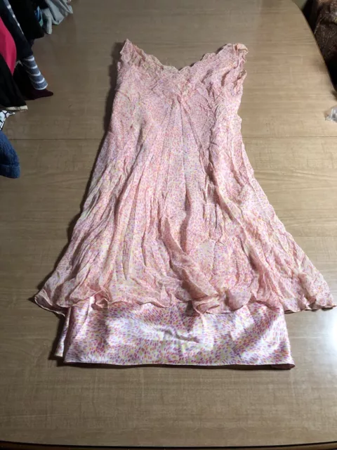 Talbots Pure Silk Multicolored Pink Dress Size 16 100% Silk