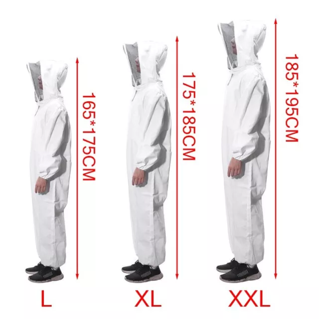 Complet Corps Apiculture Costume Anti Abeille Manteau Coton Capuche Blanc Habits 3