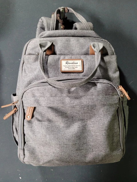 Ruvalino Diaper Bag Multi-function Travel Back Pack Changing Bag Gray