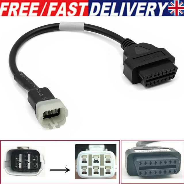FOR KAWASAKI 6 Pin OBD2 Motorcycle Cable Diagnostic Scanner Adapter ...