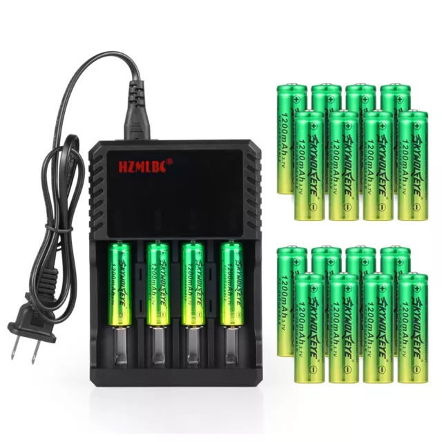 Skywolfeye 14500 Battery 1200mAh Li-ion 3.7V Rechargeable Batteries Cell USA Lot