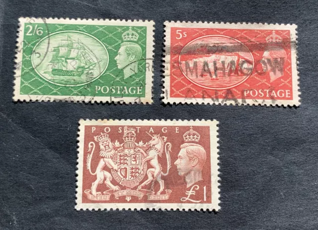 UK Great Britain 1951 - 3 used stamps - Michel No. 251, 252, 254