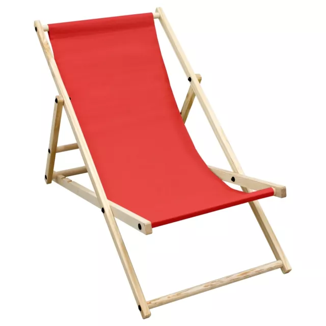 Silla de playa plegable madera tumbona de sol rojo de jardín hamaca impermeable